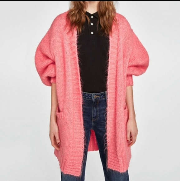Zara pink oversized cardigan - Picture 1 of 8